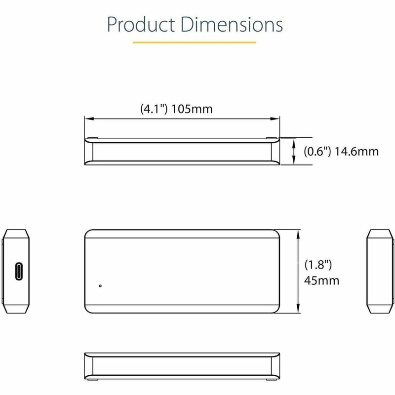 StarTech.com USB-C 10Gbps M.2 NVMe PCIe SSD Enclosure - 1GB/s Rugged Aluminum M.2 PCI Express M-Key Case IP67 Rated - Mac/PC - Thumbnail 3