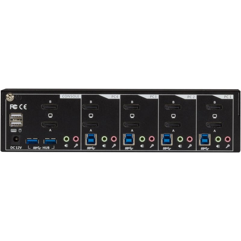 Black Box KVM Switch - Dual-Monitor, DisplayPort 1.2, 4K 60Hz, USB 3.0 Hub, Audio - Thumbnail 3
