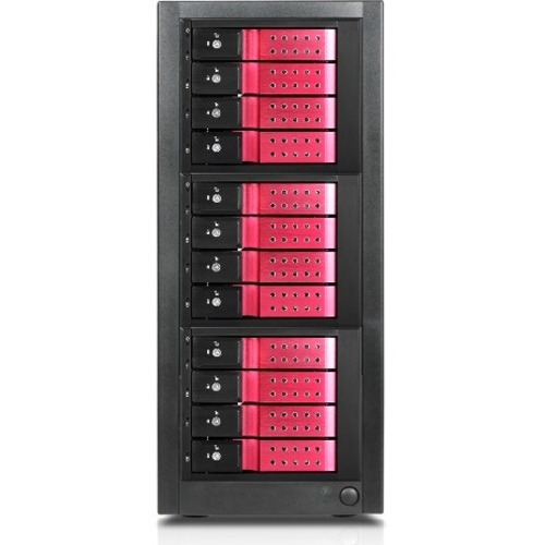 RAIDage JAGE9BT12HDRD-DE Drive Enclosure 12Gb/s SAS, SATA/600 - Mini-SAS HD Host Interface Tower - Black, Red - Thumbnail 1