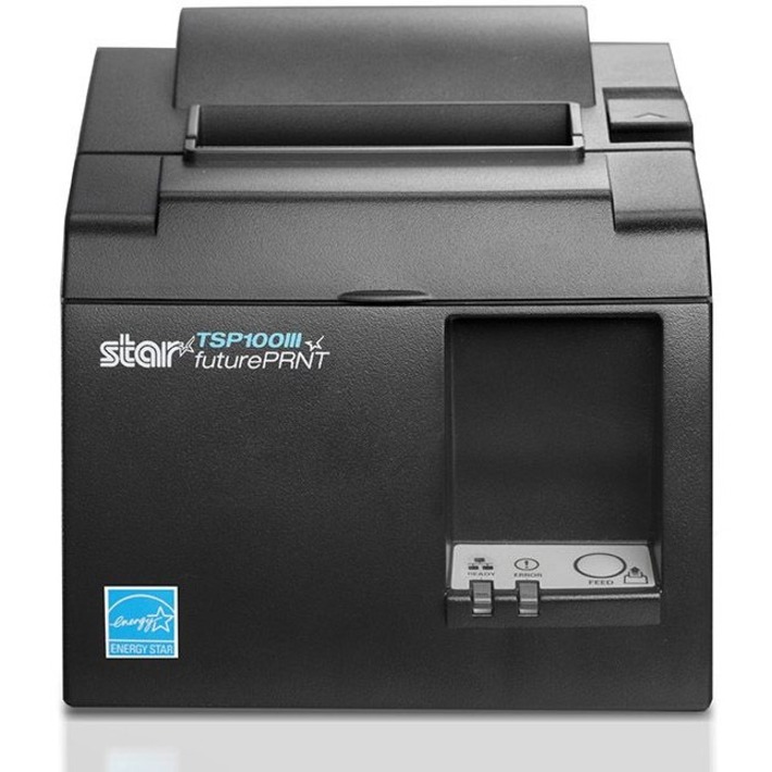 Star Micronics TSP143IIIU GRY US Direct Thermal Printer - Monochrome - Gray - Desktop - Receipt Print - 2.83" Print Width - 0.5 Second Mono - 203 dpi - Receipt - 3.15" Label Width - USB and Lightning - NO BLUETOOTH - Thumbnail 3