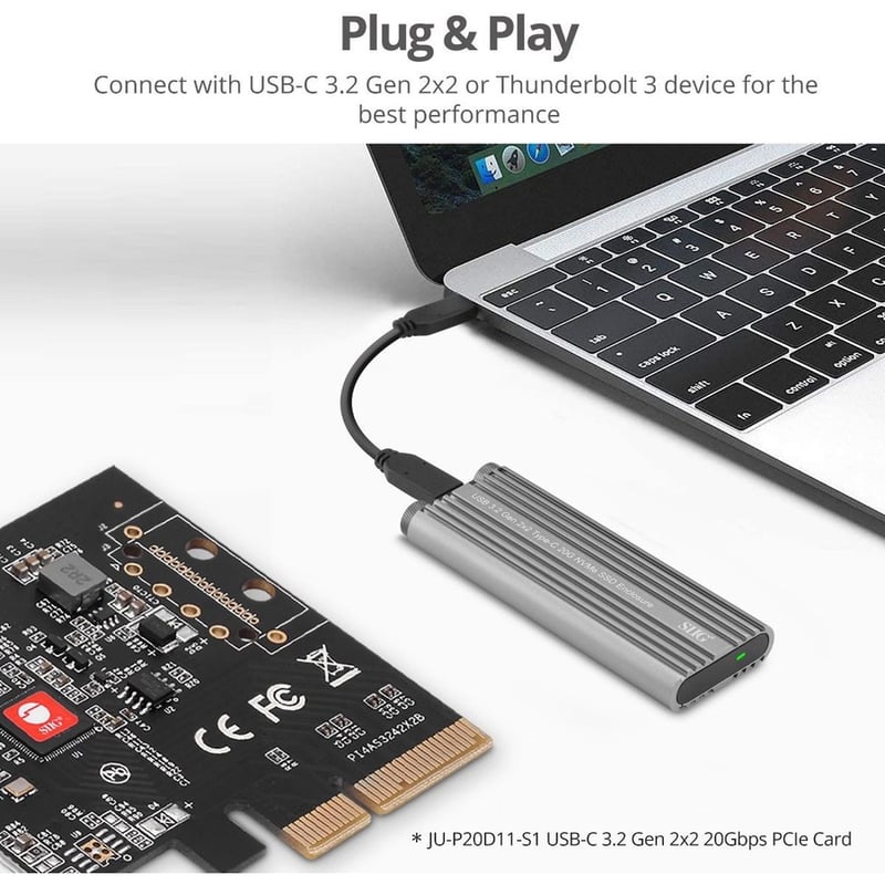 USB 3.2 Gen 2x2 Type-C M.2 PCIe NVMe SSD Enclosure - Thumbnail 5