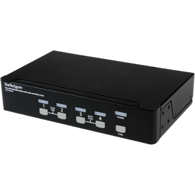 StarTech.com 4 Port DVI + USB KVM Switch with Audio - KVM switch - USB 2.0 Hub - 2 ports - 1 local user - 1U - Thumbnail 3