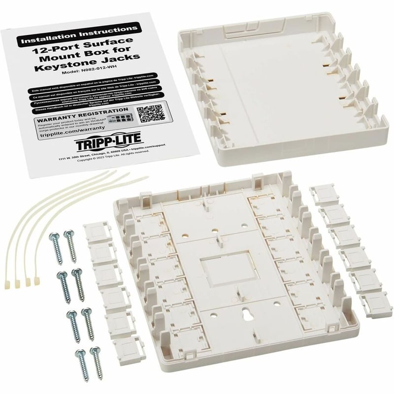 Tripp Lite by Eaton Surface-Mount Box for Keystone Jacks - 12 Ports, White - Thumbnail 3
