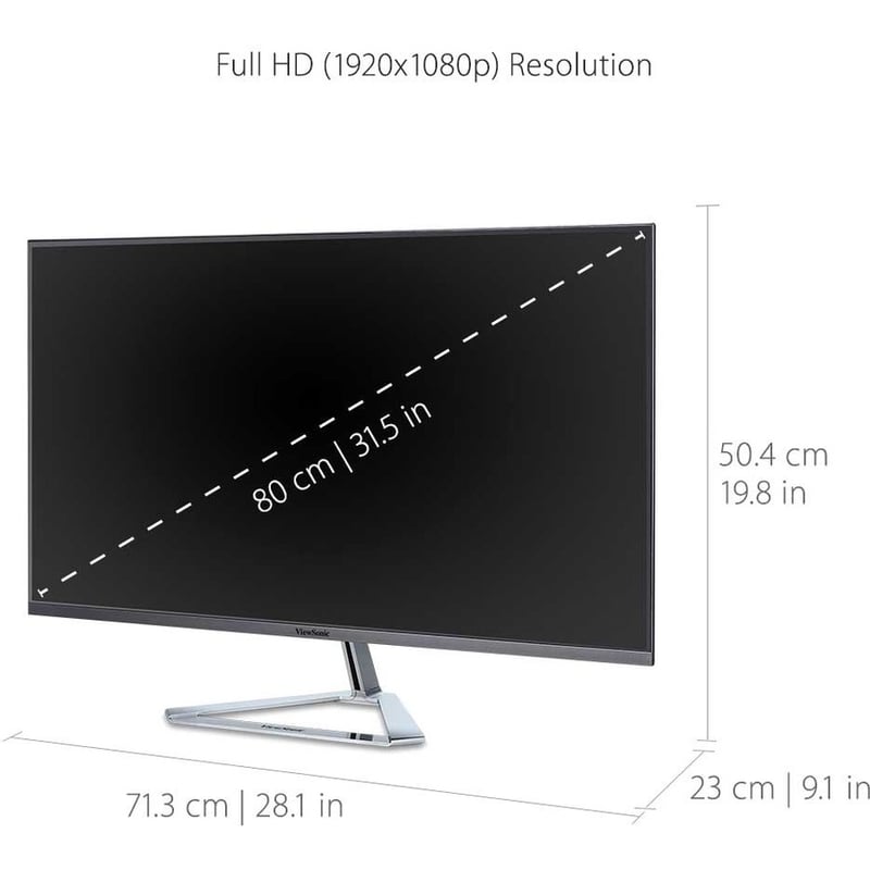 ViewSonic VX3276-MHD 32 Inch 1080p Widescreen IPS Monitor with Ultra-Thin Bezels, Screen Split Capability HDMI and DisplayPort