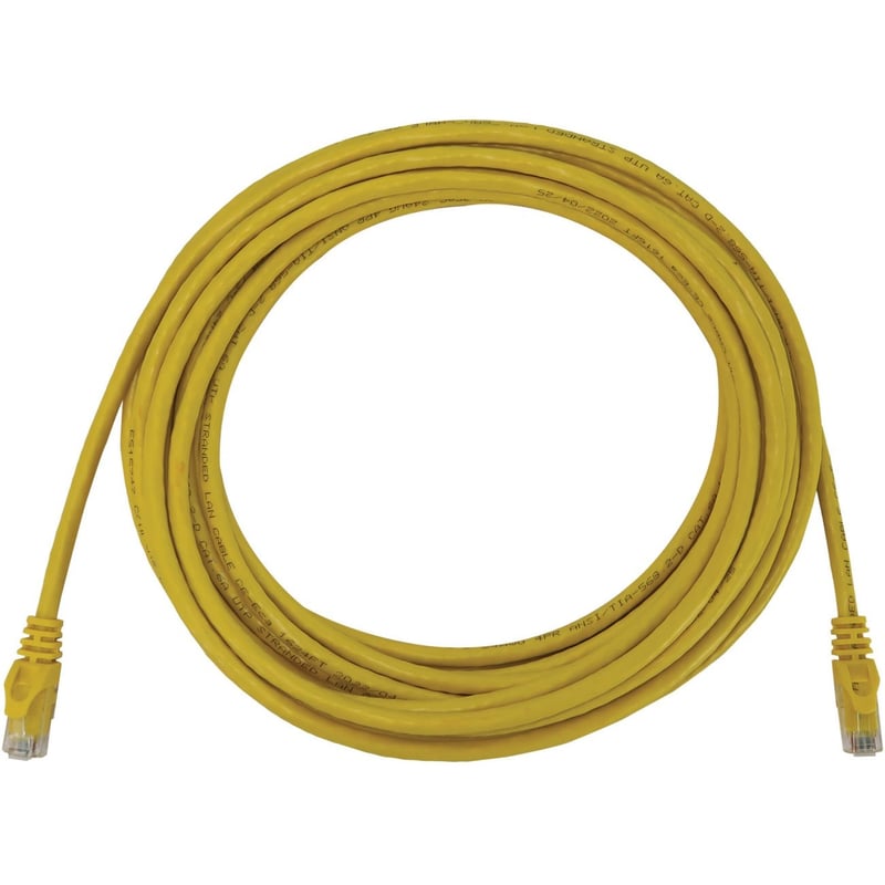Eaton Tripp Lite Series Cat6a 10G Snagless Molded UTP Ethernet Cable (RJ45 M/M), PoE, Yellow, 25 ft. (7.6 m) - Thumbnail 1