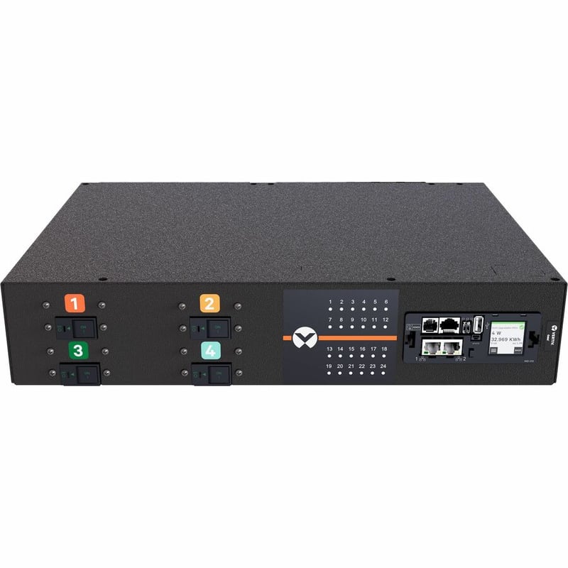 Vertiv PowerIT VP6U62A0 Upgradeable Outlet Level Monitoring HD rPDU, Horizontal, Single Phase, 24 Combination C13/C19 Outlets, 60/63A, 240V, 2U - Thumbnail 2