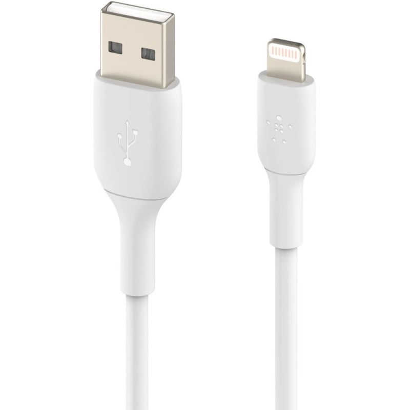 Belkin BoostCharge Lightning to USB-A Cable (2 meter / 6.6 foot, White) - Thumbnail 1
