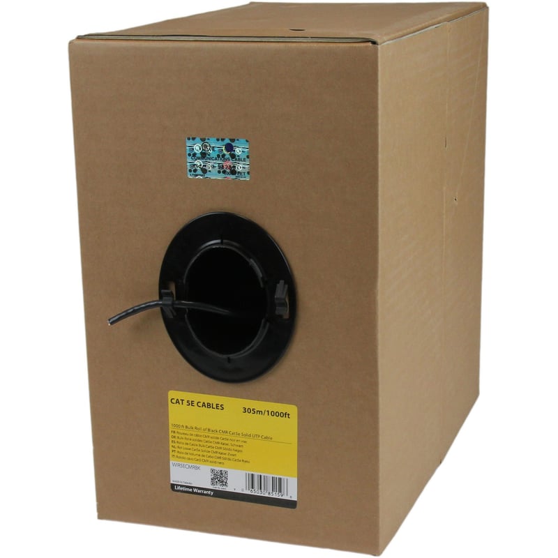 StarTech.com 1000 ft Bulk Roll of Black CMR Cat5e Solid UTP Riser Cable - Thumbnail 1