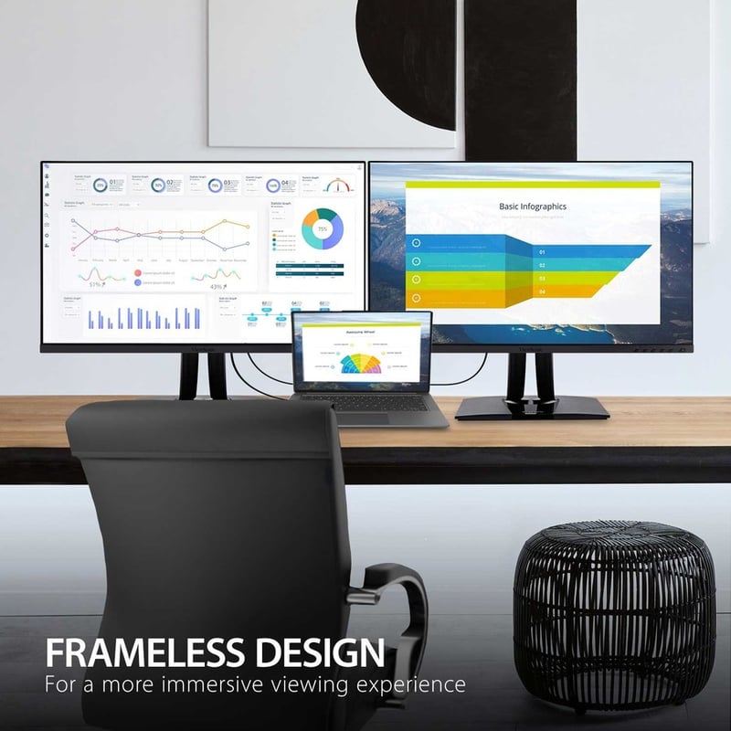 ViewSonic VP2756-2K 27 Inch Premium IPS 1440p Ergonomic Monitor with Ultra-Thin Bezels, Color Accuracy, Pantone Validated, HDMI, DisplayPort and USB C for Professional Home and Office - Thumbnail 3