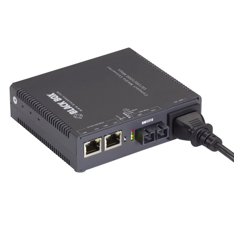 Black Box Compact Media Converter Gigabit Ethernet Single Mode 1310nm 10km SC - Thumbnail 3