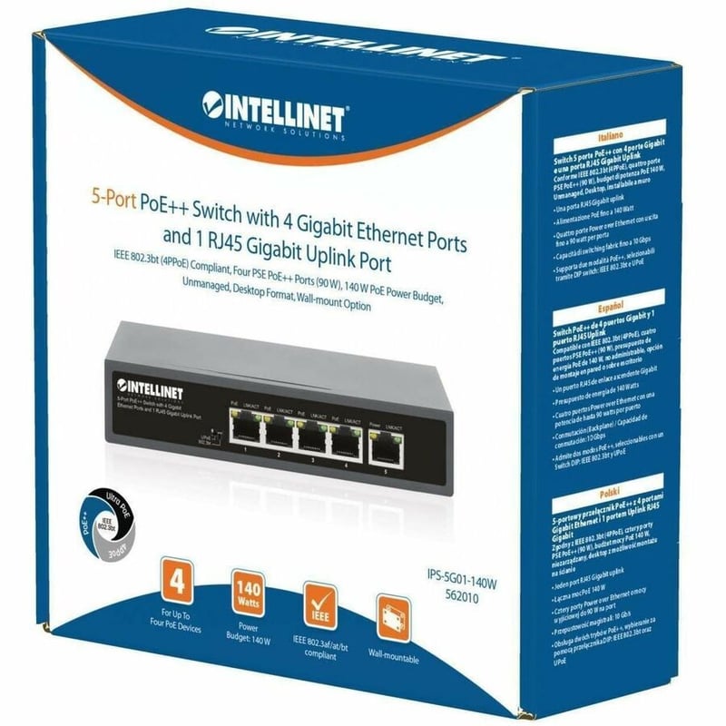 5-PORT POE++ SWITCH WITH 4 GIGABIT ETHERNET PORTS AND 1 RJ45 GIGABIT UPLINK PORT - Thumbnail 3