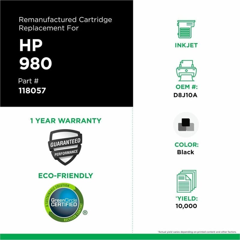 Clover Imaging Remanufactured Black Ink Cartridge for HP 980 (D8J10A) - Thumbnail 3