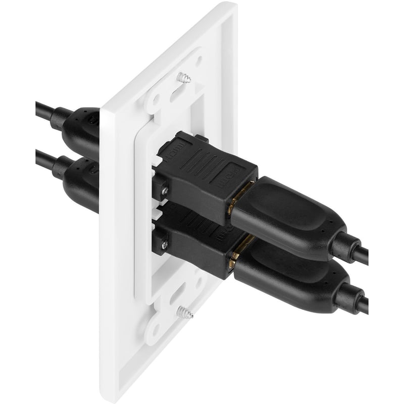 4XEM 2 Port/Outlet Female HDMI Wall Plate (White) - Thumbnail 4