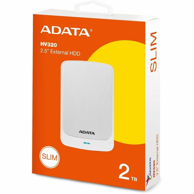 Adata HV320 AHV320-2TU31-CWH 2 TB Portable Hard Drive - External - White - Thumbnail 1