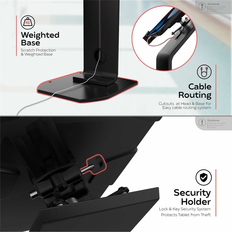 CTA Premium Locking Floor Stand Kiosk for 7-14 Inch Tablets, including iPad 10.2-inch (7th/ 8th/ 9th Generation) - Thumbnail 4