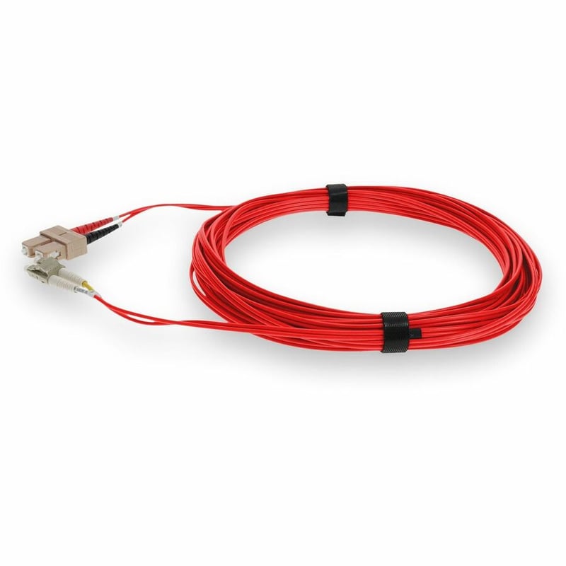 AddOn 3m SC to LC Red OM4 Duplex OFNR (Riser-Rated) Fiber Patch Cable - Thumbnail 2