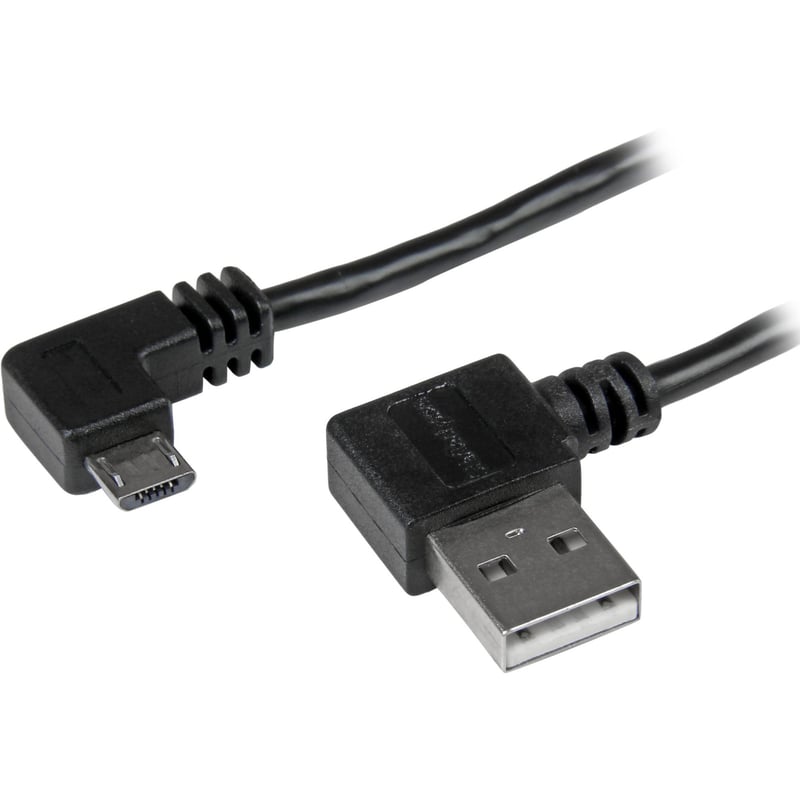 StarTech.com 2m 6 ft Micro-USB Cable with Right-Angled Connectors - M/M - USB A to Micro B Cable - Thumbnail 1