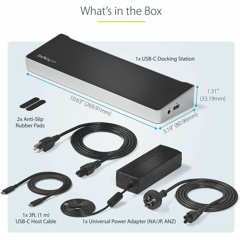 StarTech.com USB C Dock - Compatible with Windows / macOS - Supports Triple 4K Ultra HD Monitors - 60W Power Delivery - Power and Charge Laptop and Peripherals - DK30CH2DPPD - Thumbnail 3