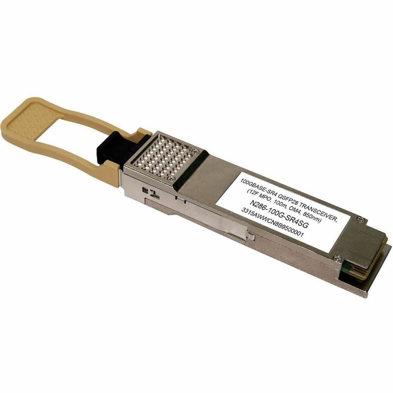 Eaton Tripp Lite Series QSFP28 Transceiver - 100GBase-SR4, MTP/MPO MMF, 100 Gbps, 850 nm, 100 m (328 ft.) - Thumbnail 1