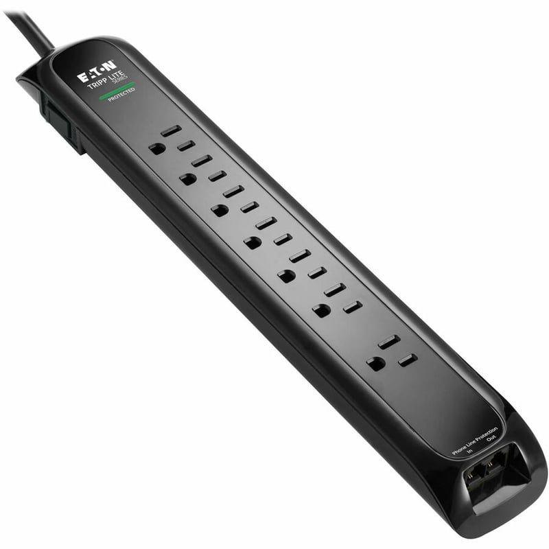 7-OUTLET SURGE PROTECTOR 5-15R 900 J TEL/MODEM 10FT CORD BLACK - Thumbnail 5
