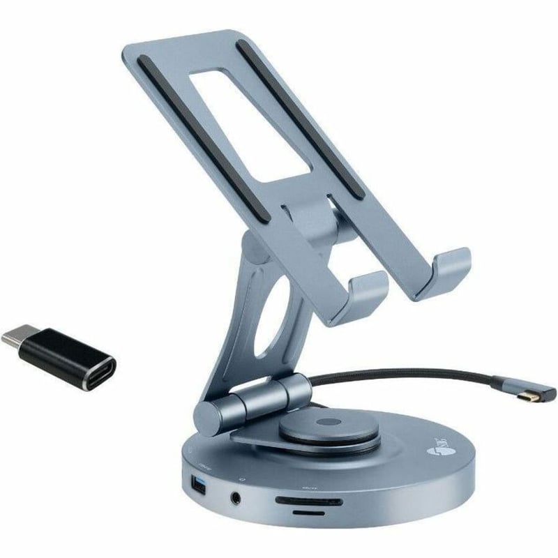 SIIG USB-C Multitask Hub Stand Holder fits under 13" Tablets/Phones - 4K60Hz- PD100W - Thumbnail 1