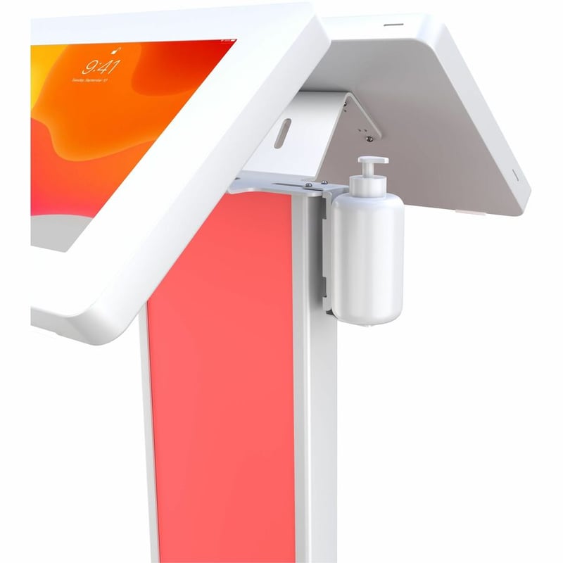 CTA Digital Premium Dual Enclosure Locking Floor Stand Kiosk with Graphic Card Slot and Automatic Soap Dispenser (White) - Thumbnail 4