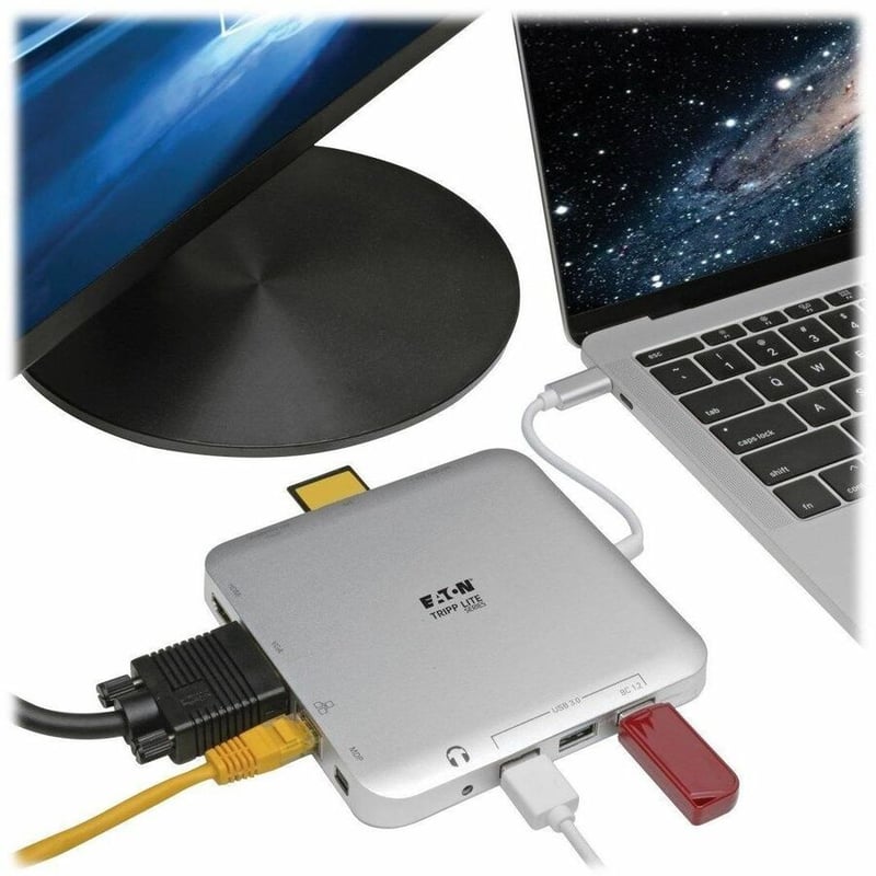 Tripp Lite by Eaton USB-C Dock Dual Display - 4K HDMI/mDP VGA USB 3.x (5Gbps) USB-A/C Hub GbE 60W PD Charging - Thumbnail 2