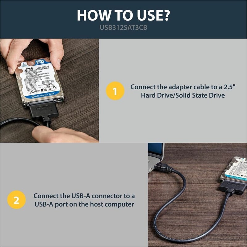 StarTech.com USB 3.1 (10Gbps) Adapter Cable for 2.5" SATA SSD/HDD Drives - Thumbnail 5