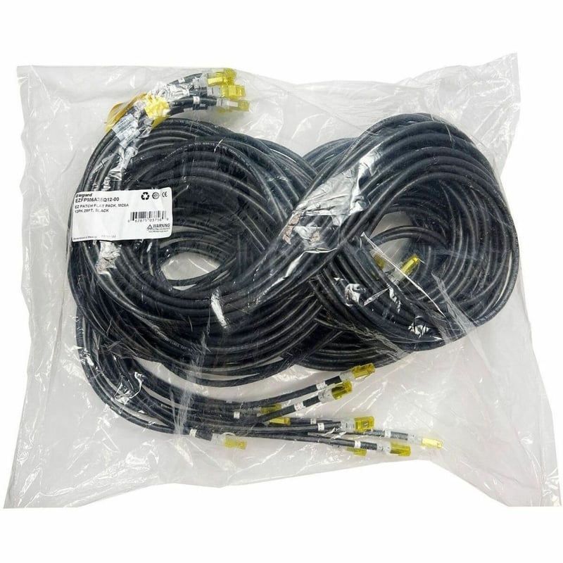 Ortronics EZ Patch Flat Pack Clarity CAT6 9FT, 12 Pack, Yellow