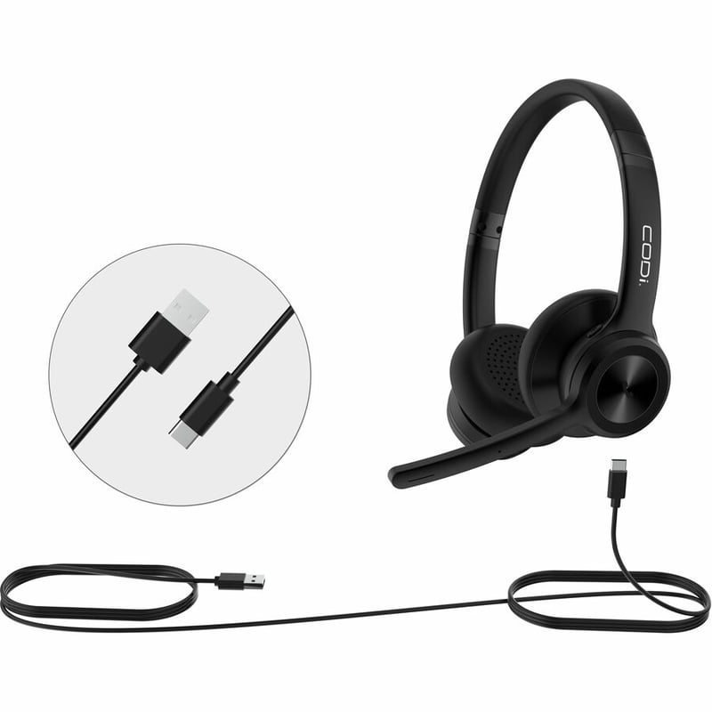 CODi CLARO Wired Stereo Dual Ear Headset w/ AI ENC Microphone - Thumbnail 3