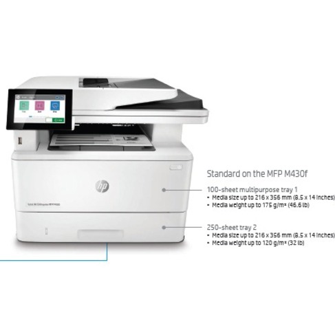 HP LaserJet M430f Laser Multifunction Printer-Monochrome-Copier/Fax/Scanner-42 ppm Mono Print-1200x1200 Print-Automatic Duplex Print-100000 Pages Monthly-350 sheets Input-Color Scanner-600 Optical Scan-Monochrome Fax-Gigabit Ether - Thumbnail 4