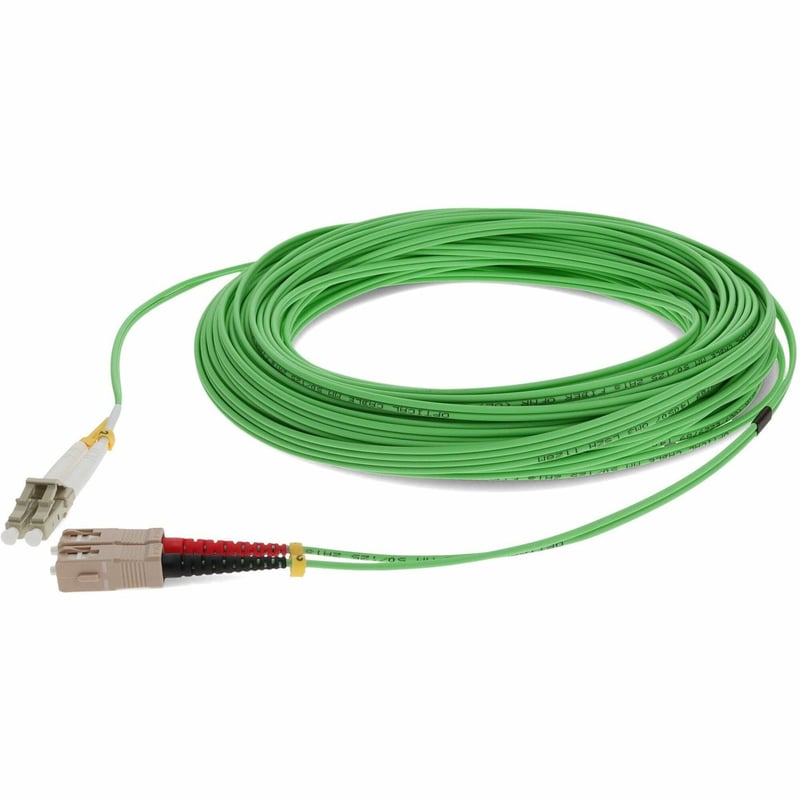 AddOn 20m SC to LC Green OM3 Duplex OFNR (Riser-Rated) TAA Fiber Patch Cable - Thumbnail 1