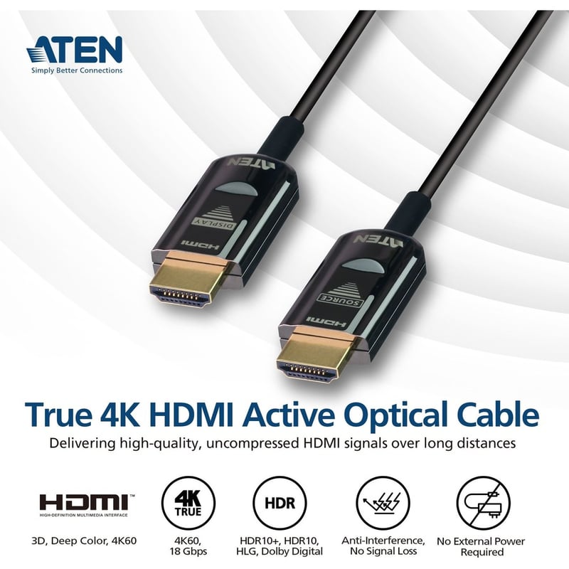 ATEN 10M True 4K HDMI 2.0 Active Optical Cable (True 4K@10m) - Thumbnail 2