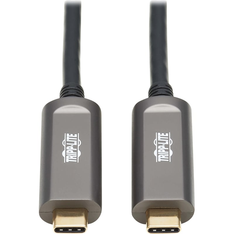 Tripp Lite by Eaton USB-C AOC Cable (M/M) - USB 3.2 Gen 2 (10 Gbps) Plenum-Rated Fiber Active Optical Cable - Data Only Black 15 m (49 ft.) - Thumbnail 2