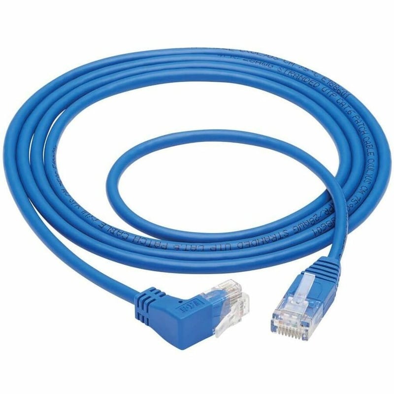 Eaton Tripp Lite Series Up-Angle Cat6 Gigabit Molded Slim UTP Ethernet Cable (RJ45 Right-Angle Up M to RJ45 M), Blue, 5 ft. (1.52 m) - Thumbnail 2