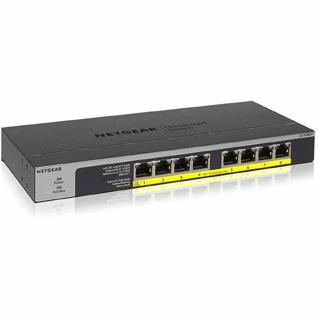 Netgear 8-Port PoE/PoE+ Gigabit Ethernet Unmanaged Switch (GS108LP) - Thumbnail 1