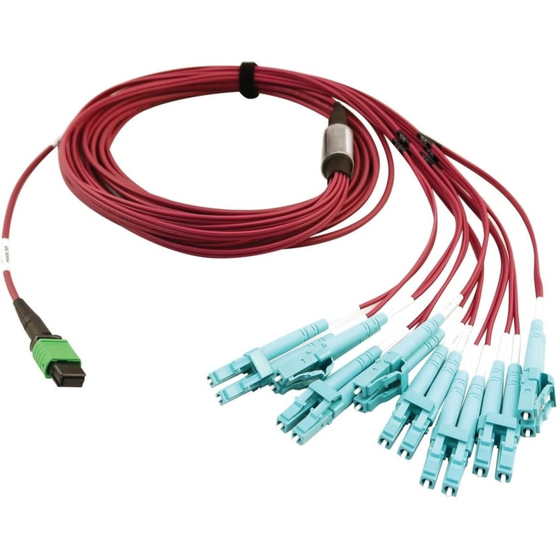 Tripp Lite by Eaton 400G Multimode 50/125 OM4 Plenum Fiber Optic Breakout Cable 16F MTP/MPO-APC to (x4) LC Duplex (F/M) Magenta 5 m - Thumbnail 2