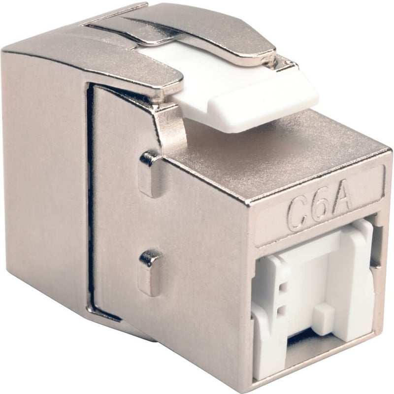 Tripp Lite by Eaton Toolless Shielded Cat6a Keystone Jack PoE/PoE+ Compliant Shuttered - Silver TAA - Thumbnail 1