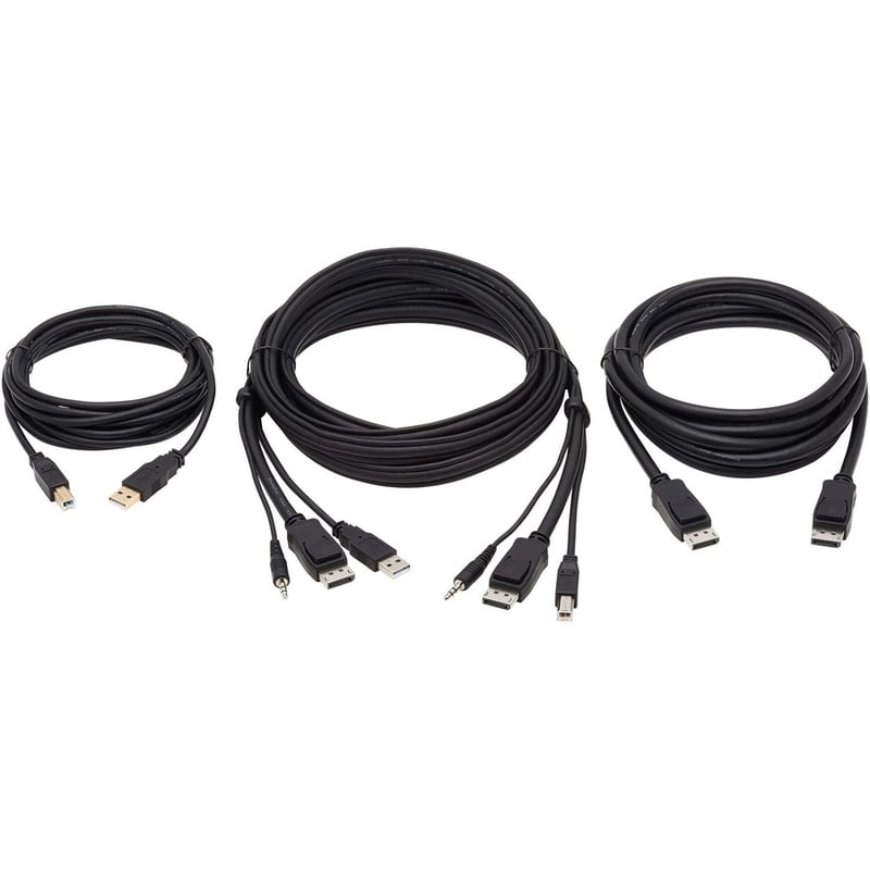 Tripp Lite by Eaton DisplayPort KVM Cable Kit - DP USB 3.5 mm Audio (3xM/3xM) + USB (M/M) + DP (M/M) 4K 10 ft. (3.05 m) Black - Thumbnail 2