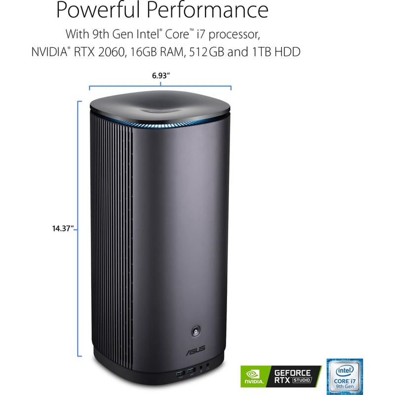 Asus ProArt PA90-M7168ZN Desktop Computer - Intel Core i7 9th Gen i7-9700K - 16 GB RAM DDR4 SDRAM - 1 TB HDD - 512 GB SSD - Mini PC - Midnight Blue - Thumbnail 2