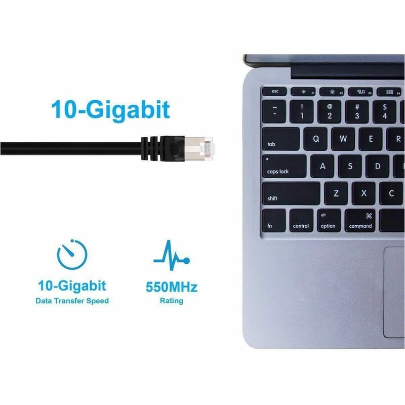 MONOPRICE CAT6A 2FT BLACK PATCH CABLE_ DOUBLE SHIELDED (S/FTP)_ 26AWG_ 10G_ PURE - Thumbnail 5