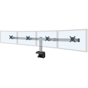 BILD QUAD MONITOR MOUNT WITH STATIC COLUMN, THRU-BOLT DESK INSTALLATION. SUPPORT