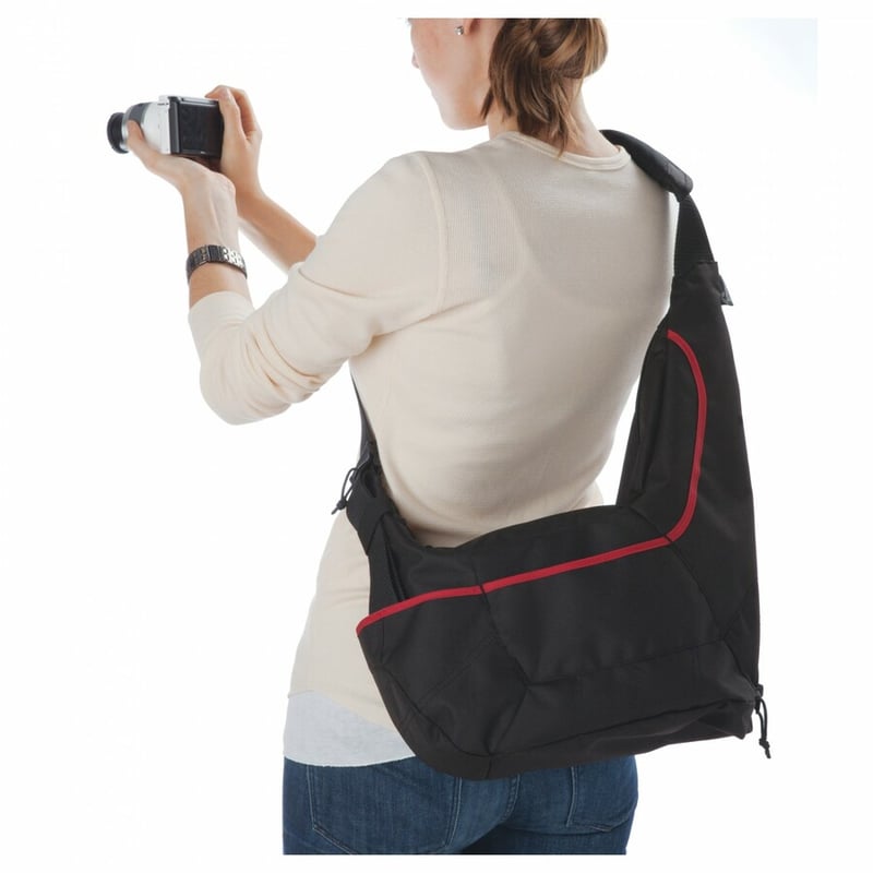 Lowepro Passport Sling II Carrying Case (Sling) Camera, Camera Equipment, Bottle, Lens, Camera Flash - Black, Red - Thumbnail 4