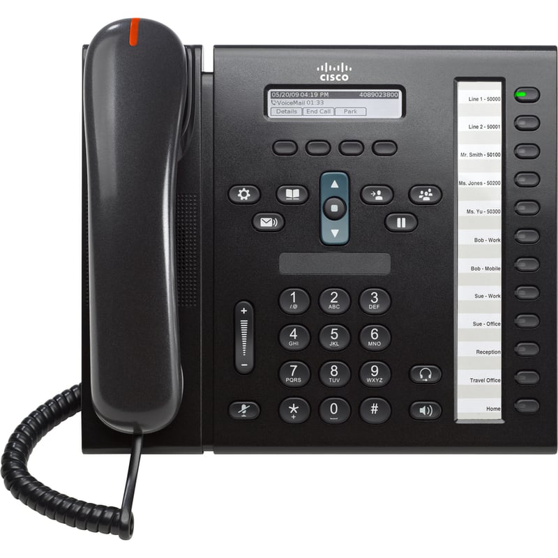 Cisco Unified 6961 IP Phone - Refurbished - Desktop, Wall Mountable - Charcoal - Thumbnail 2
