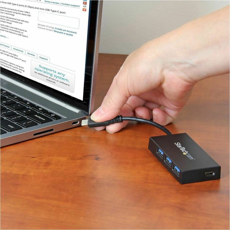 StarTech.com USB C Hub " 4 Port USB-C to USB-A (3x) and USB-C (1x) " Bus Powered USB Hub " USB Type C Hub " Port Expander - Thumbnail 5