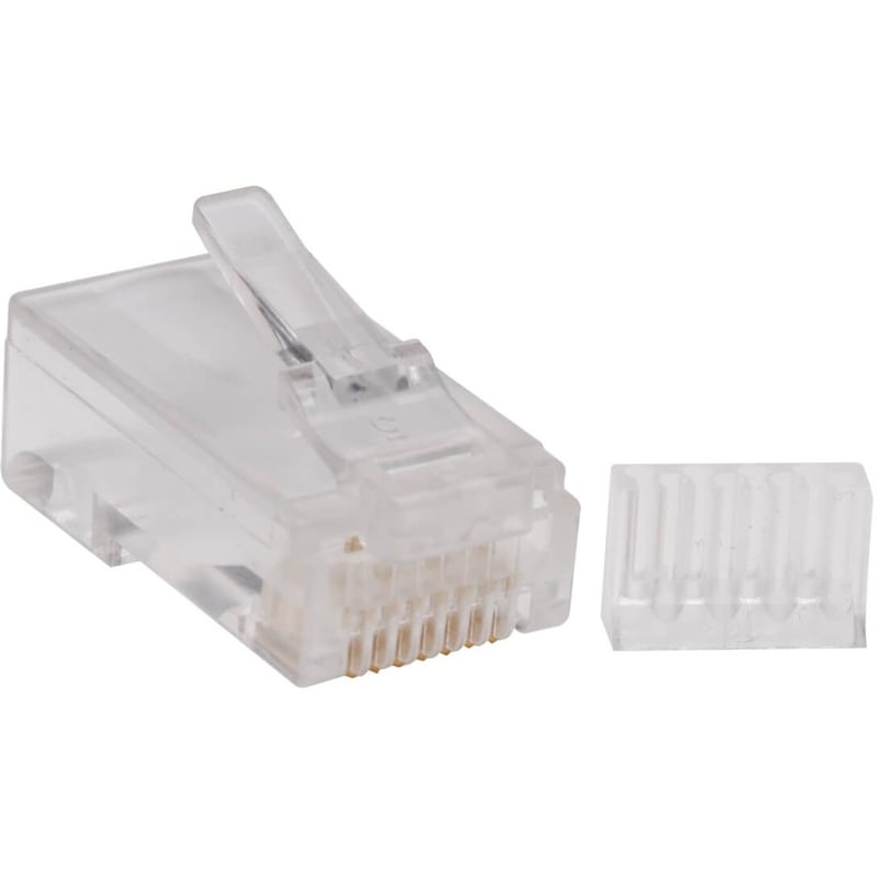 Tripp Lite by Eaton Cat6 RJ45 Modular Connector Plug with Load Bar Solid/Stranded Conductor Round Cat6 Wire 100-pack - Thumbnail 1