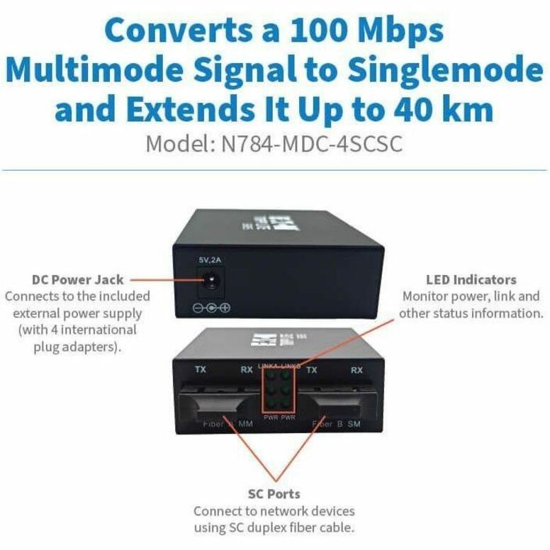 100MB SC TO 100 MB SC CONVERTER 1310 NM COMPATIBLE UP TO 40KM - Thumbnail 3