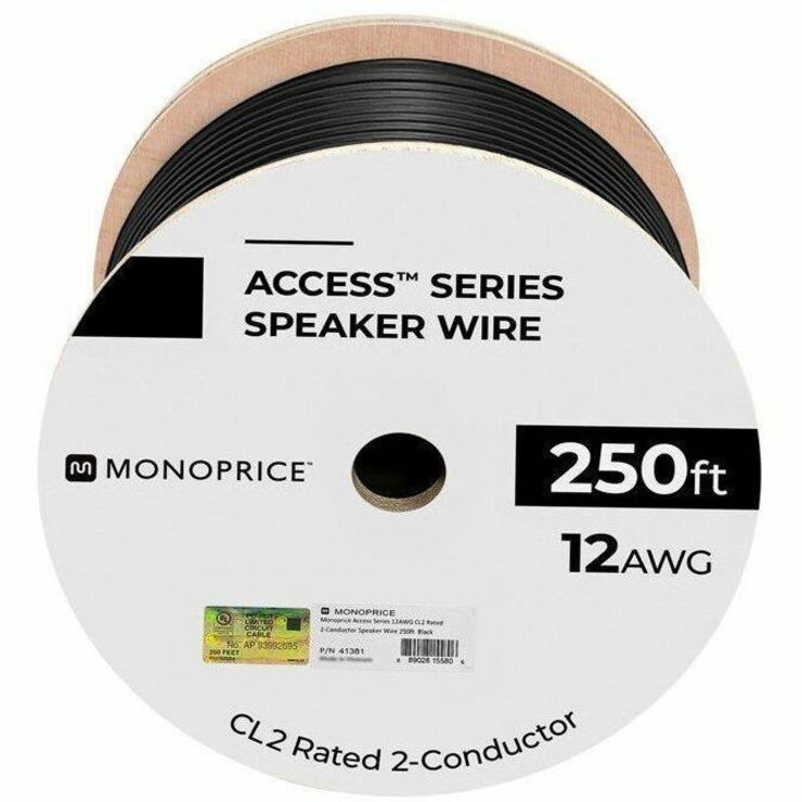 MONOPRICE SPEAKER WIRE CL2 RATED 2-CONDUCTOR 12AWG 250FT BLACK - Thumbnail 5