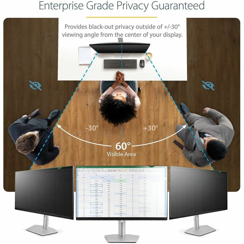 StarTech.com Monitor Privacy Screen for 27" Display - Widescreen Computer Monitor Security Filter - Blue Light Reducing Screen Protector - Thumbnail 2