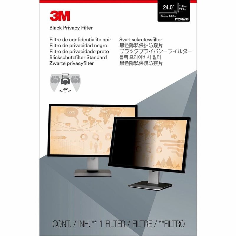 3M Privacy Filter for 24in Monitor, 16:9, PF240W9B